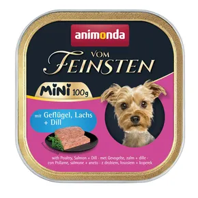 ANIMONDA Pastete Vom Feinsten MINI - Geflügel, Lachs, Dill für Hunde 100 g